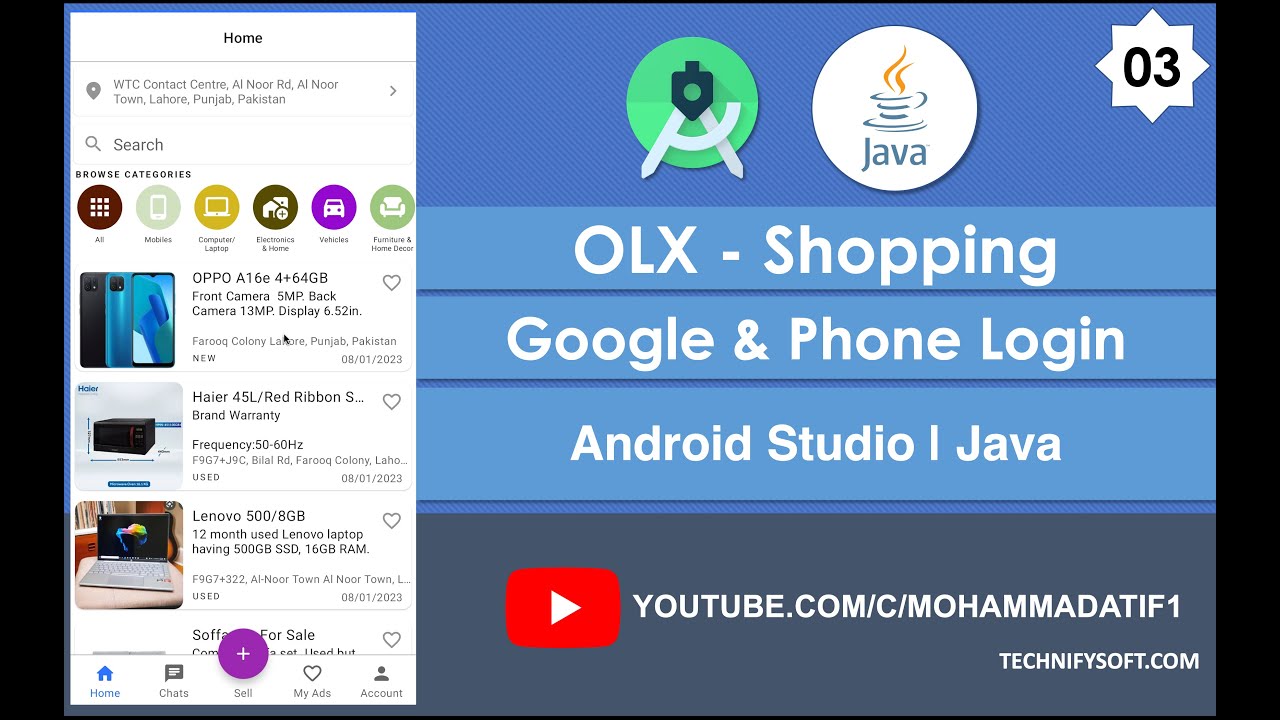 OLX Shopping, 02 Register & Login, Android Studio